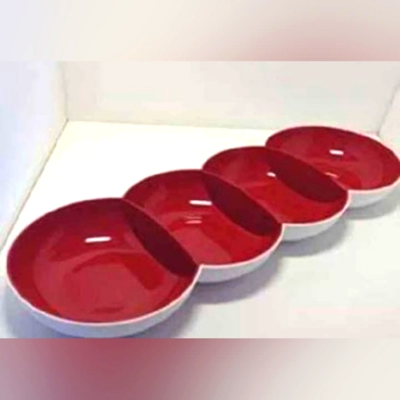 Tupperware Other - Tupperware Allegra serving bowel 4 compartments red & white